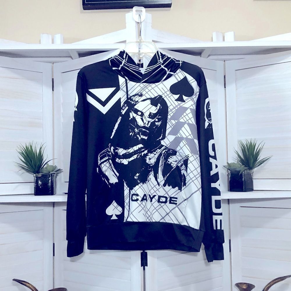 Marvel Cayde Skull Hoodie sweatshirt gothic goth punk Alt emo cosplay black sz S